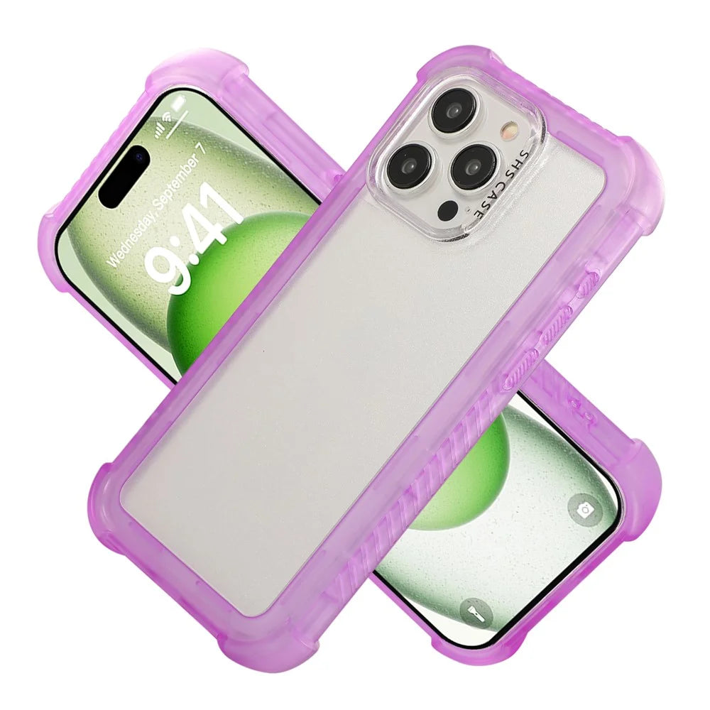 For iPhone 16 Pro Case TPU+PC 3-in-1 Matte Phone Cover Reinforced Corners - Purple - 2