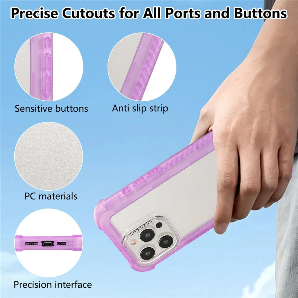 For iPhone 16 Pro Case TPU+PC 3-in-1 Matte Phone Cover Reinforced Corners - Purple - 4