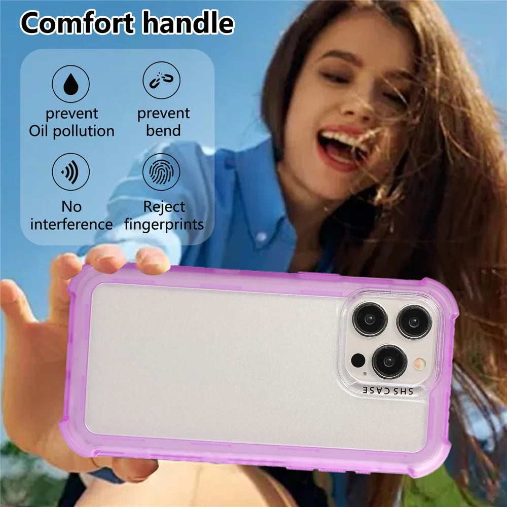 For iPhone 16 Pro Case TPU+PC 3-in-1 Matte Phone Cover Reinforced Corners - Purple - 5