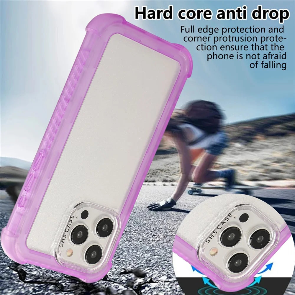 For iPhone 16 Pro Case TPU+PC 3-in-1 Matte Phone Cover Reinforced Corners - Purple - 6