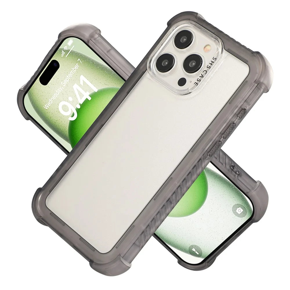 For iPhone 16 Pro Max Matte Case TPU+PC 3-in-1 Protective Phone Cover - Grey - 2