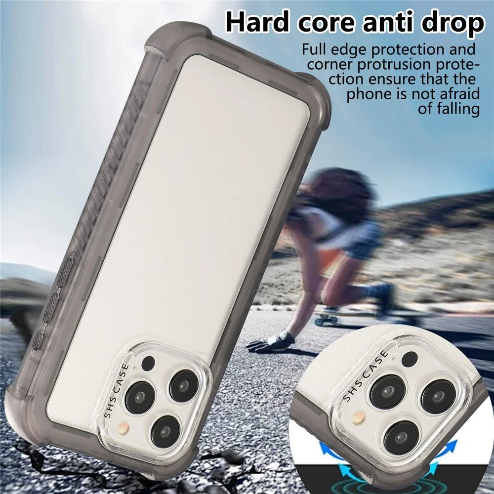 For iPhone 16 Pro Max Matte Case TPU+PC 3-in-1 Protective Phone Cover - Grey - 5