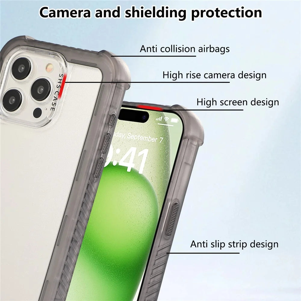 For iPhone 16 Pro Max Matte Case TPU+PC 3-in-1 Protective Phone Cover - Grey - 7