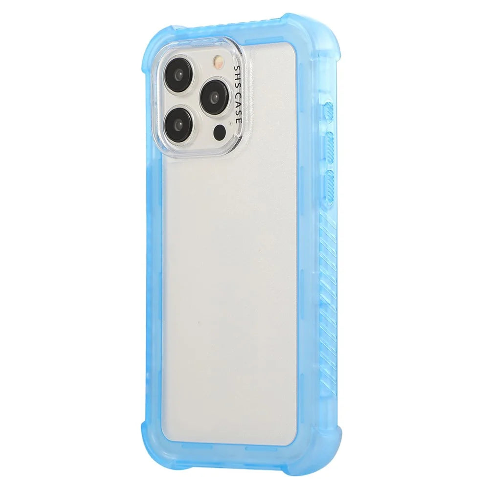 For iPhone 15 Pro Max Case TPU+PC Anti-Drop Matte Phone Cover - Blue - 1