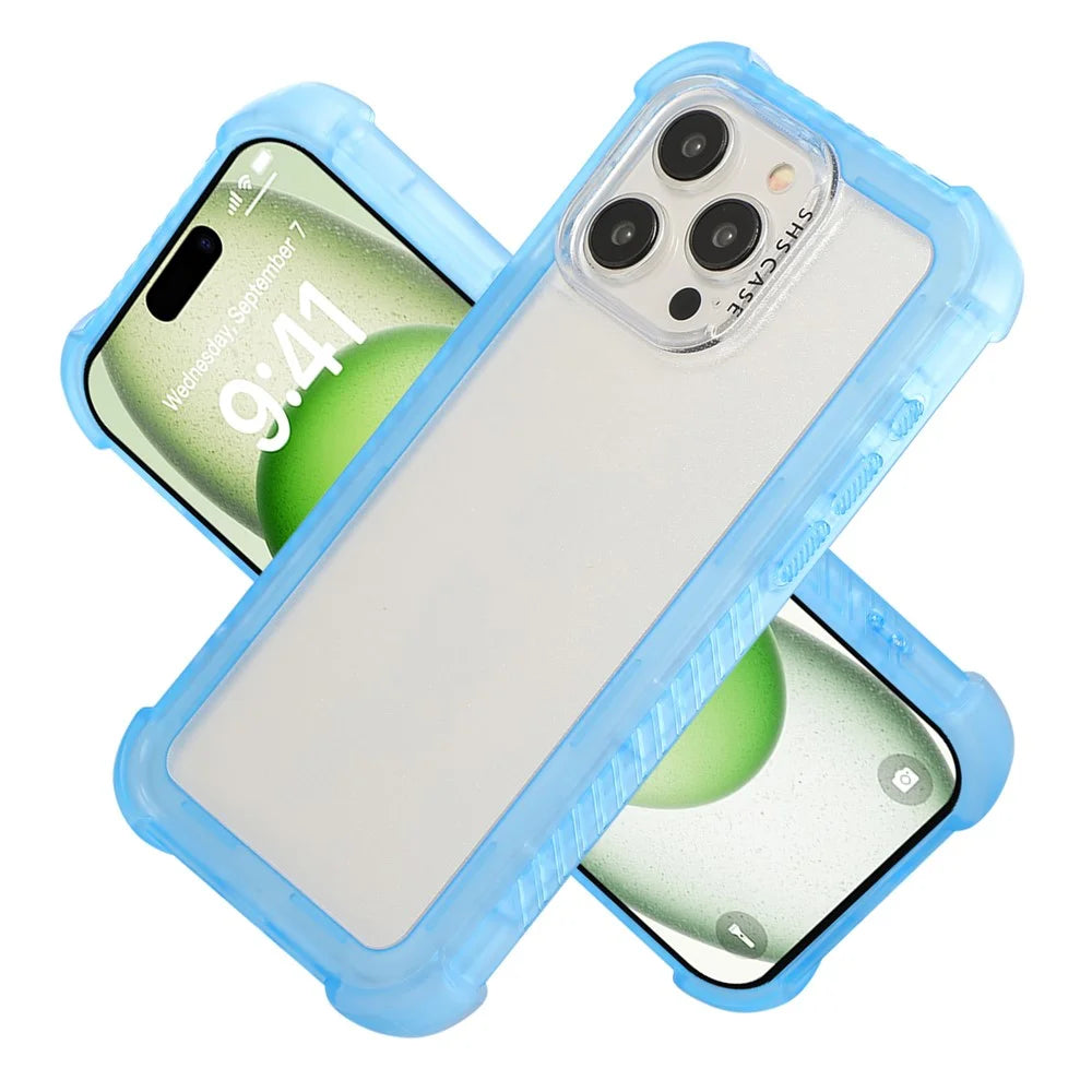 For iPhone 15 Pro Max Case TPU+PC Anti-Drop Matte Phone Cover - Blue - 2