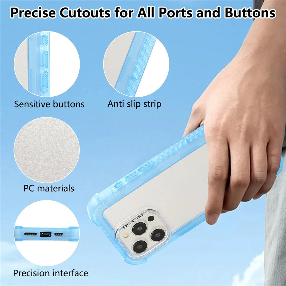 For iPhone 15 Pro Max Case TPU+PC Anti-Drop Matte Phone Cover - Blue - 3