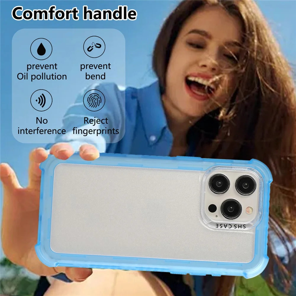 For iPhone 15 Pro Max Case TPU+PC Anti-Drop Matte Phone Cover - Blue - 4