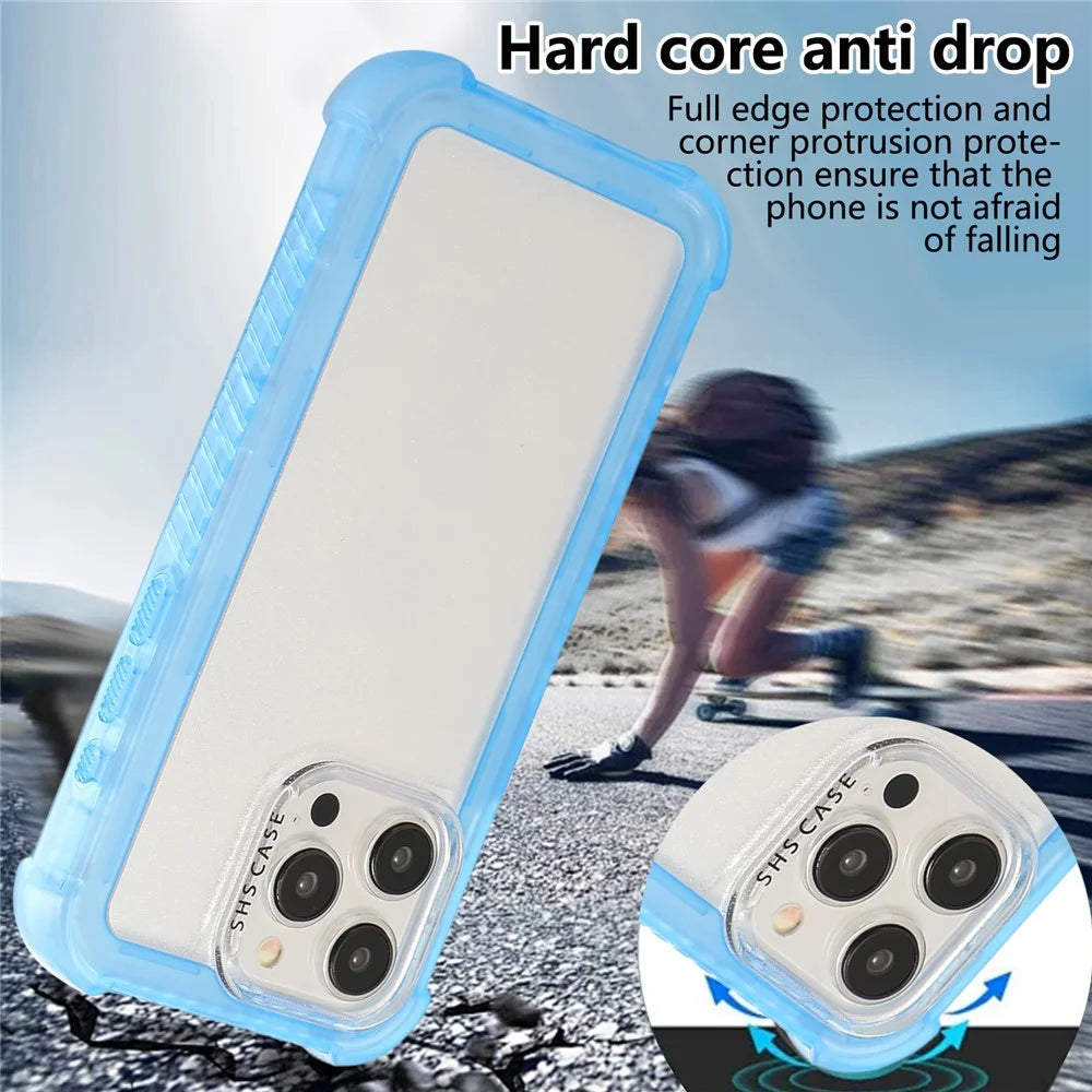 For iPhone 15 Pro Max Case TPU+PC Anti-Drop Matte Phone Cover - Blue - 5