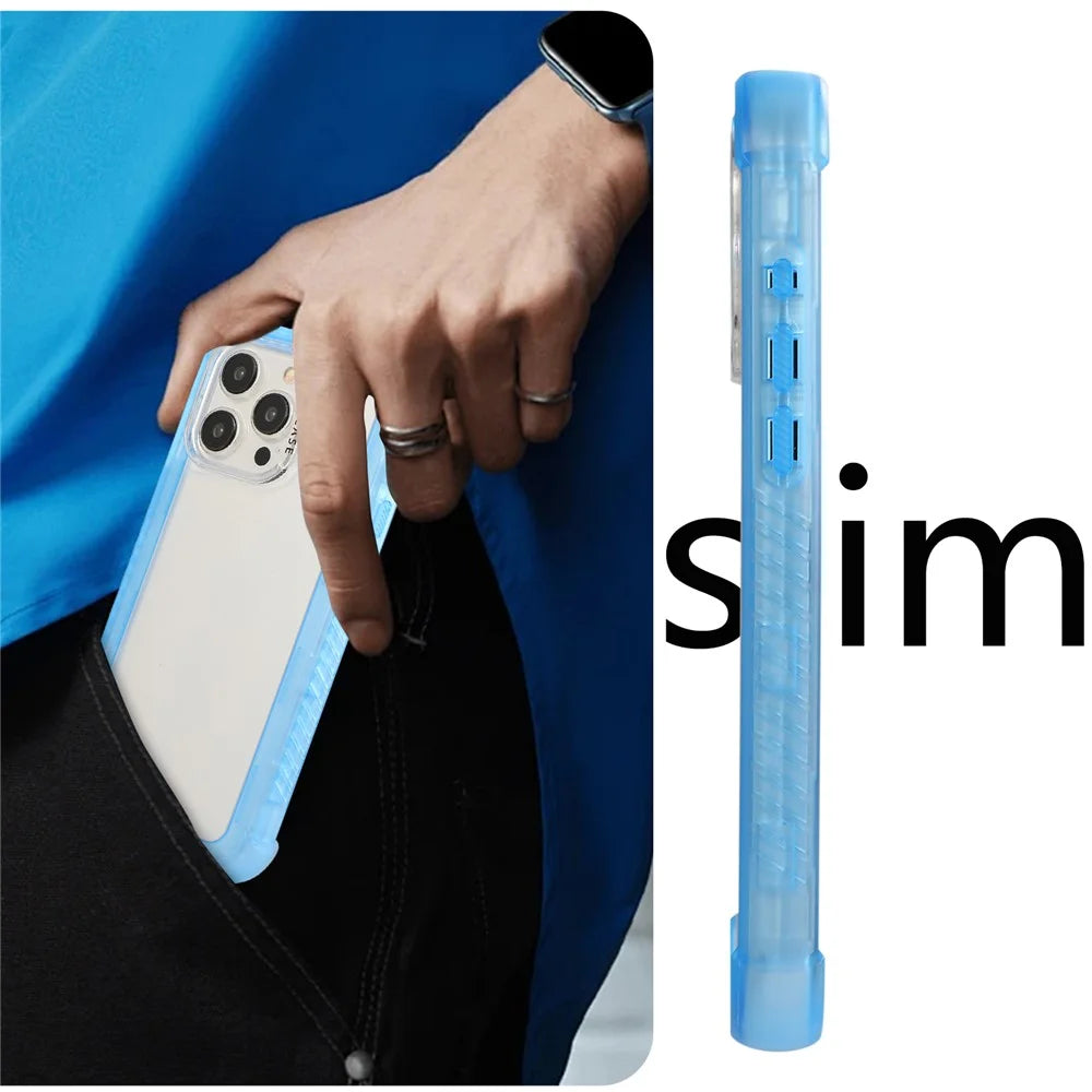 For iPhone 15 Pro Max Case TPU+PC Anti-Drop Matte Phone Cover - Blue - 6
