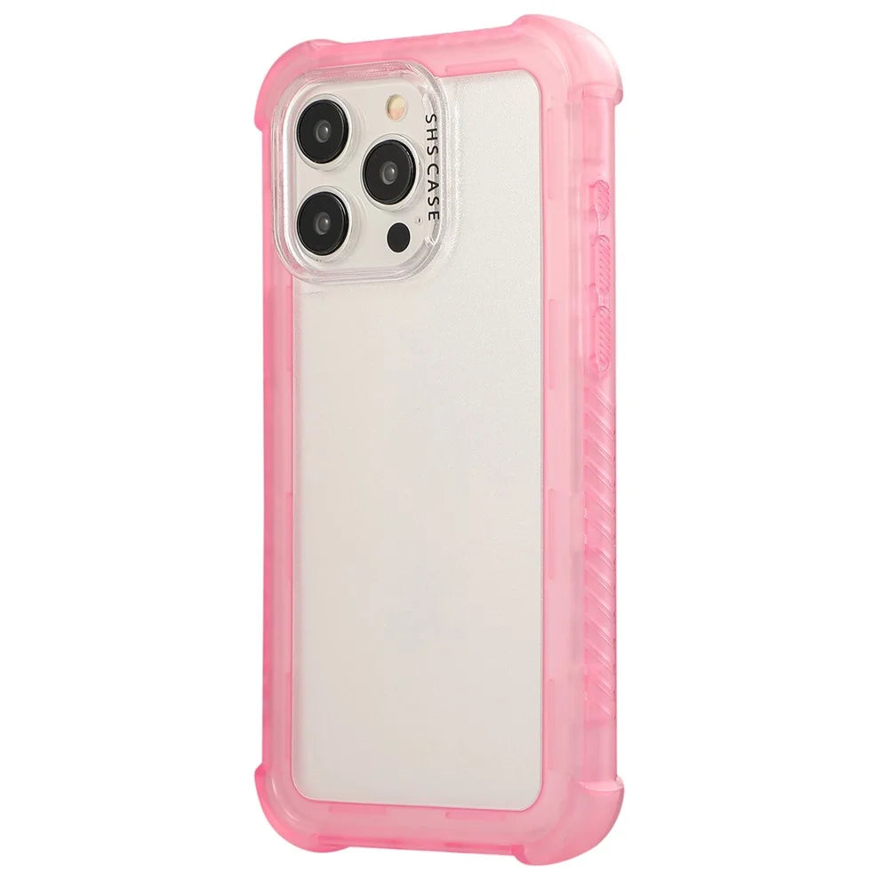 For iPhone 15 Pro Case Non-Slip Side Edge TPU+PC Matte Phone Cover - Pink - 1