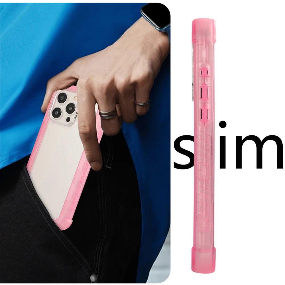 For iPhone 15 Pro Case Non-Slip Side Edge TPU+PC Matte Phone Cover - Pink - 6