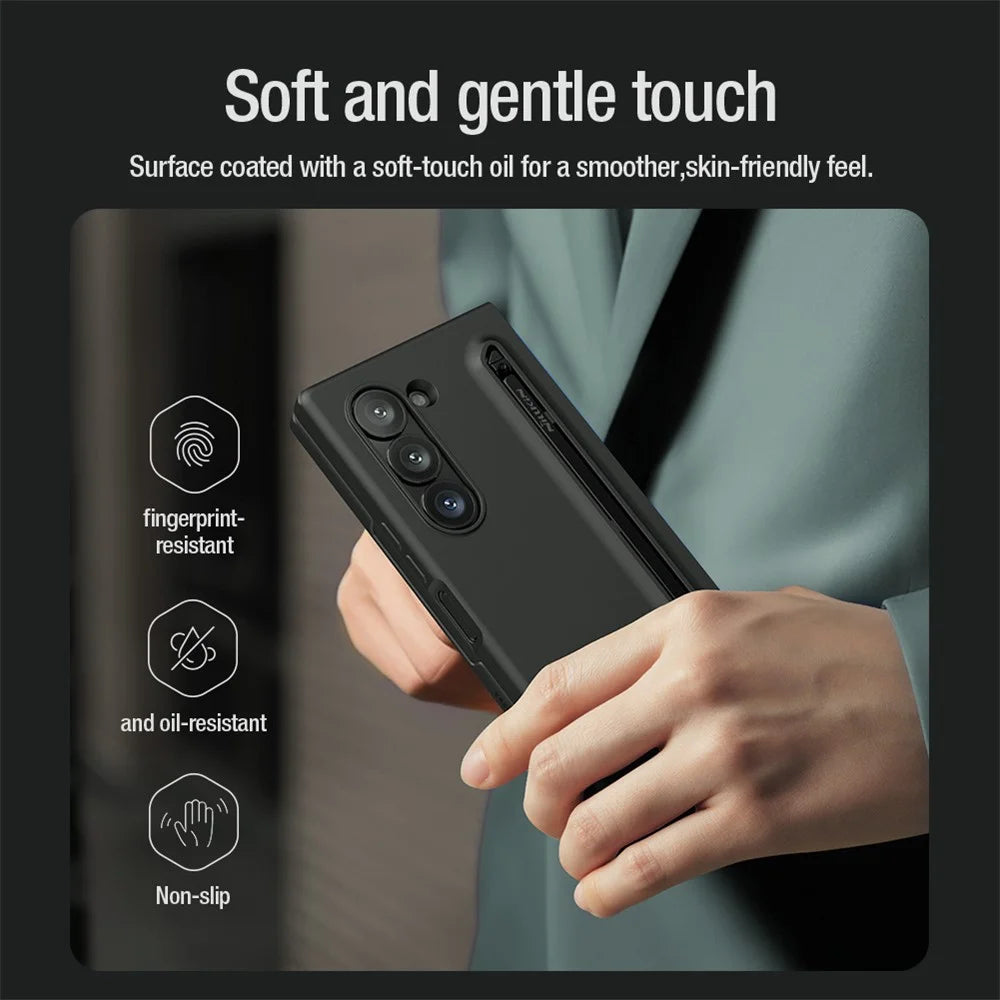 NILLKIN Flex Pure Fold Case for Samsung Galaxy Z Fold6 5G Silicone+PC Phone Cover with Stylus Pen - Green - 7