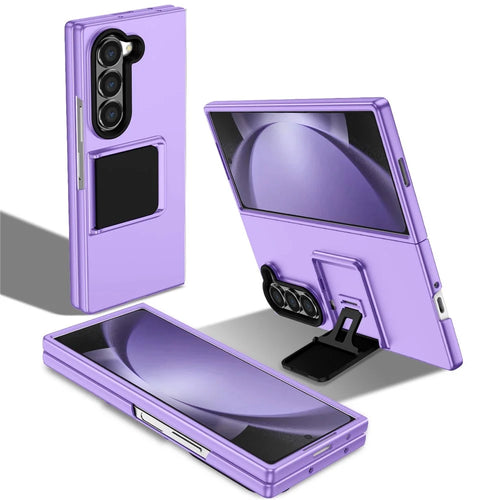 For Samsung Galaxy Z Fold6 5G Case Hidden Kickstand Hard PC Phone Cover - Purple - 1