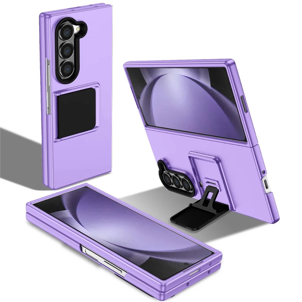 For Samsung Galaxy Z Fold6 5G Case Hidden Kickstand Hard PC Phone Cover - Purple - 1