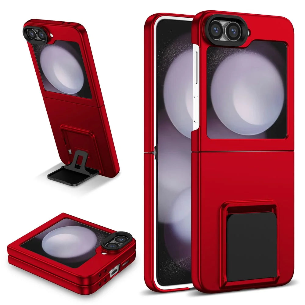 For Samsung Galaxy Z Flip7 FE 5G / Z Flip6 5G Case Kickstand Anti-Scratch Hard PC Phone Cover - Red - 1