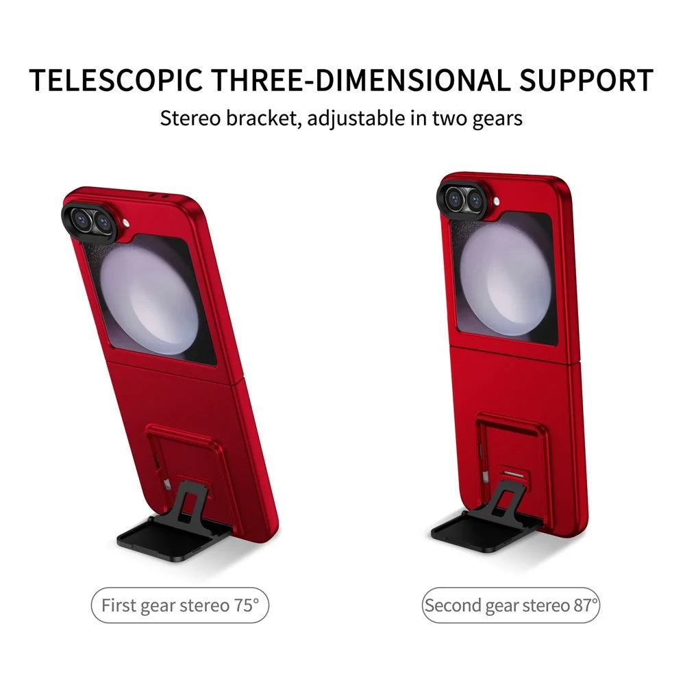 For Samsung Galaxy Z Flip7 FE 5G / Z Flip6 5G Case Kickstand Anti-Scratch Hard PC Phone Cover - Red - 6