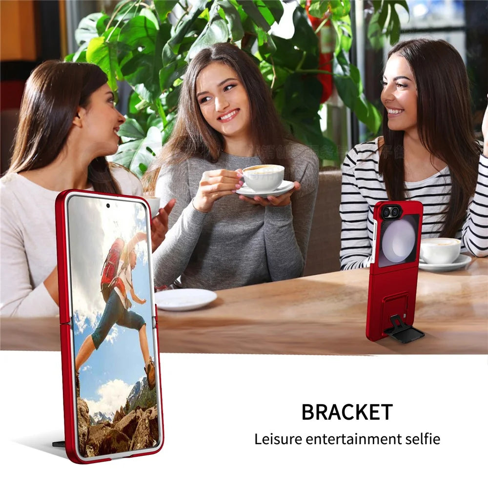 For Samsung Galaxy Z Flip7 FE 5G / Z Flip6 5G Case Kickstand Anti-Scratch Hard PC Phone Cover - Red - 7