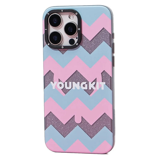 YOUNGKIT Dazzling Series For iPhone 14 Pro Magnetic Case Cute Pattern Anti-Fall PC Hard Phone Cover - Wave - 1
