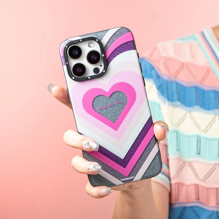 YOUNGKIT Dazzling Series For iPhone 14 Pro Magnetic Case Cute Pattern Anti-Fall PC Hard Phone Cover - Wave - 3