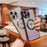 For iPhone 14 Pro Max Magnetic Case Gradient TPU Phone Cover with Cute Love Heart Pattern - Gold - 5