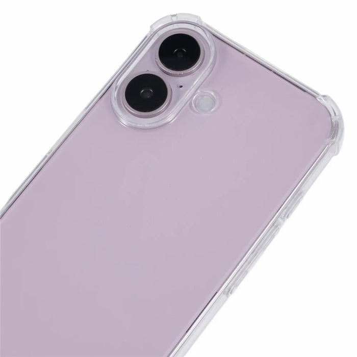 For iPhone 16 Case Clear TPU Protective Back Phone Cover with Strap (Large Lens Hole) - 6