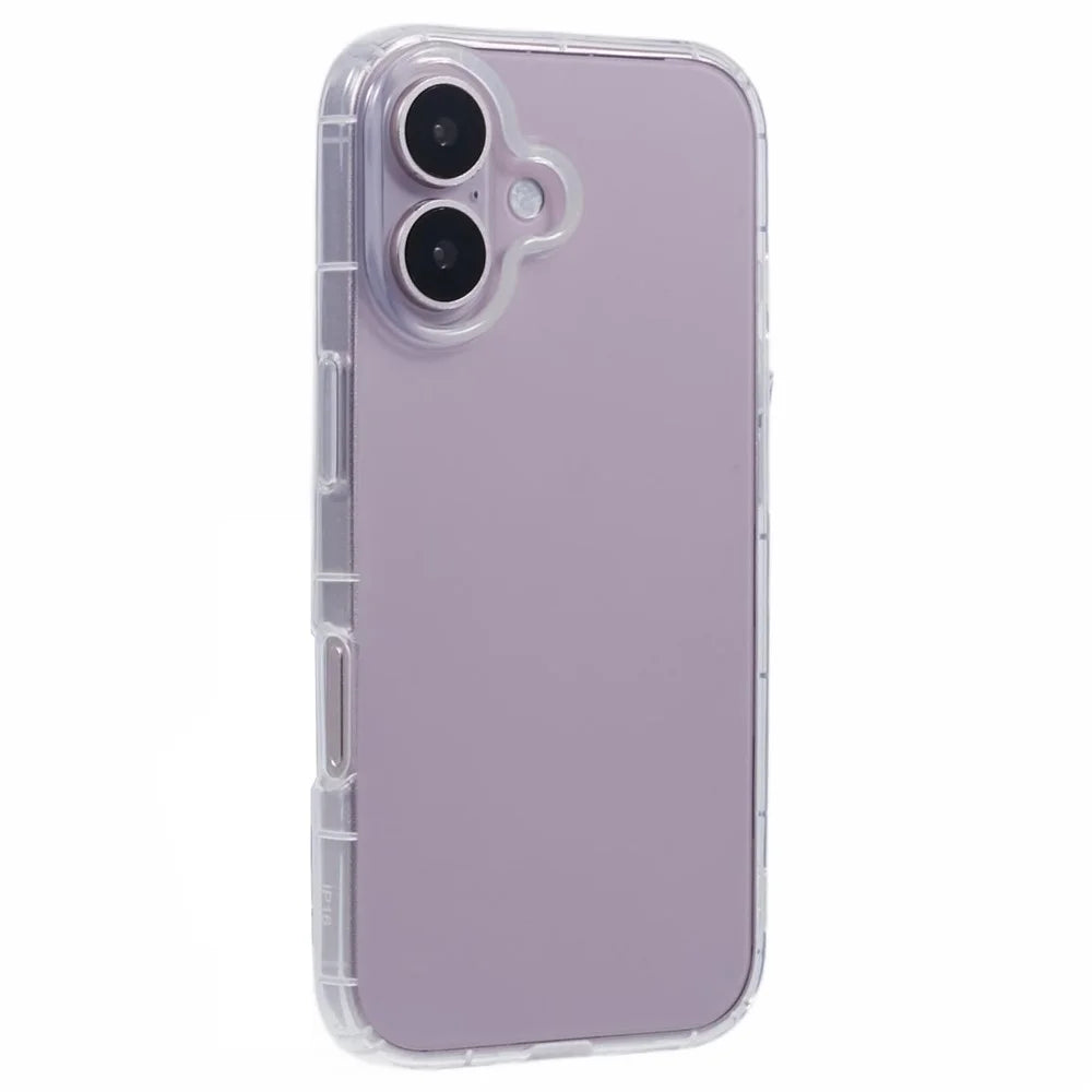 For iPhone 16 Clear Case Anti-Drop TPU Phone Cover (Big Rear Lens Hole) - 1
