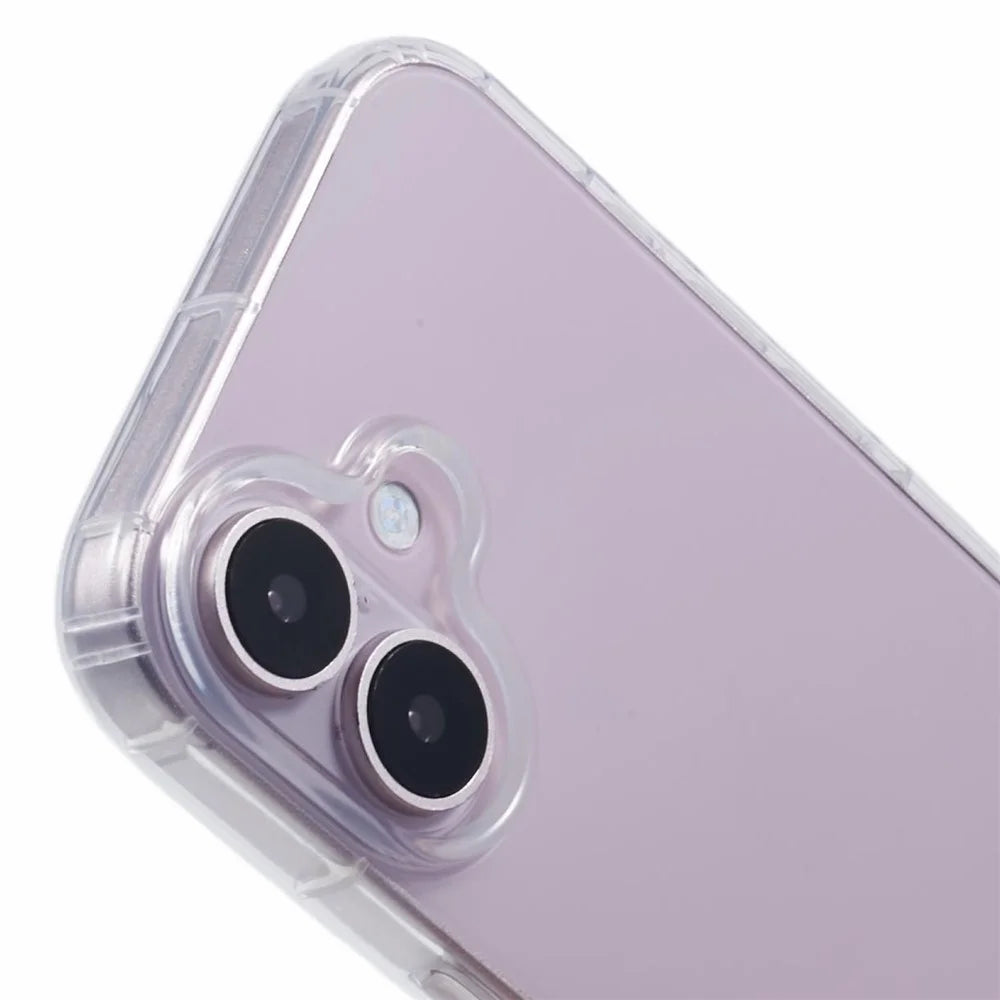 For iPhone 16 Clear Case Anti-Drop TPU Phone Cover (Big Rear Lens Hole) - 6