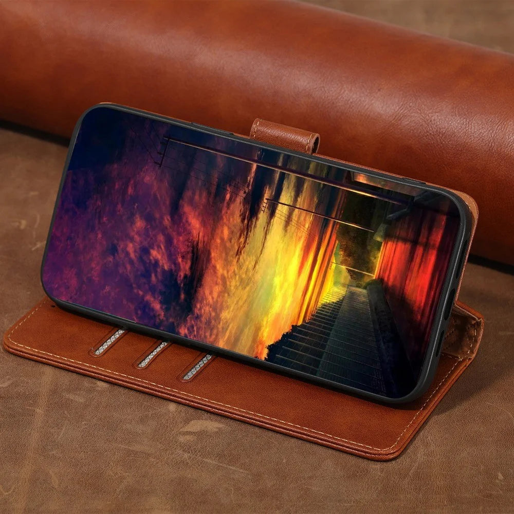 For Sony Xperia 5 IV 5G Waterproof PU Leather Case RFID Blocking Magnetic Clasp Phone Cover with Stand Wallet - Brown - 4