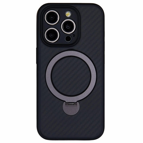 For iPhone 15 Pro Case Hidden Magnetic Kickstand TPU+PC Phone Cover Carbon Fiber Texture - 1