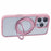 For iPhone 16 Pro Case PC+TPU Phone Cover Rotation Ring Holder Kickstand - Pink - 4