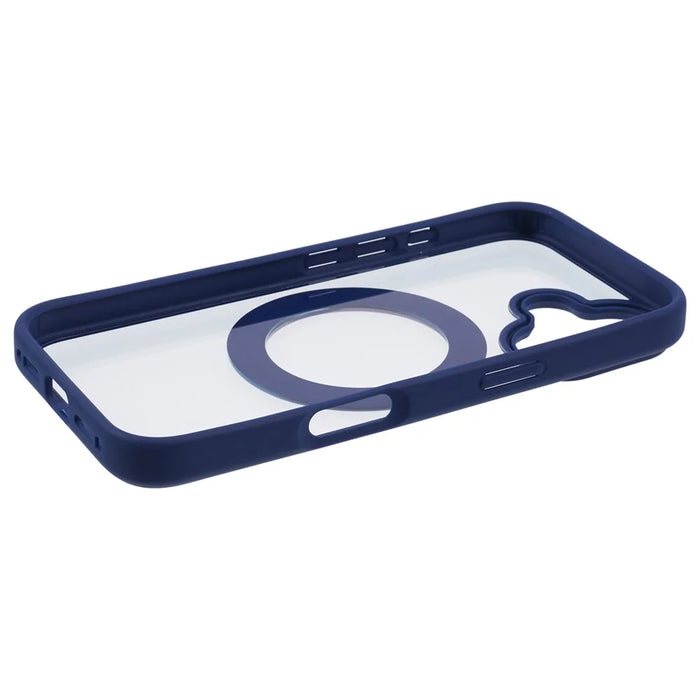 For iPhone 16 Case Built-In Kickstand PC+TPU Phone Cover Rotate Ring Holder - Blue - 6