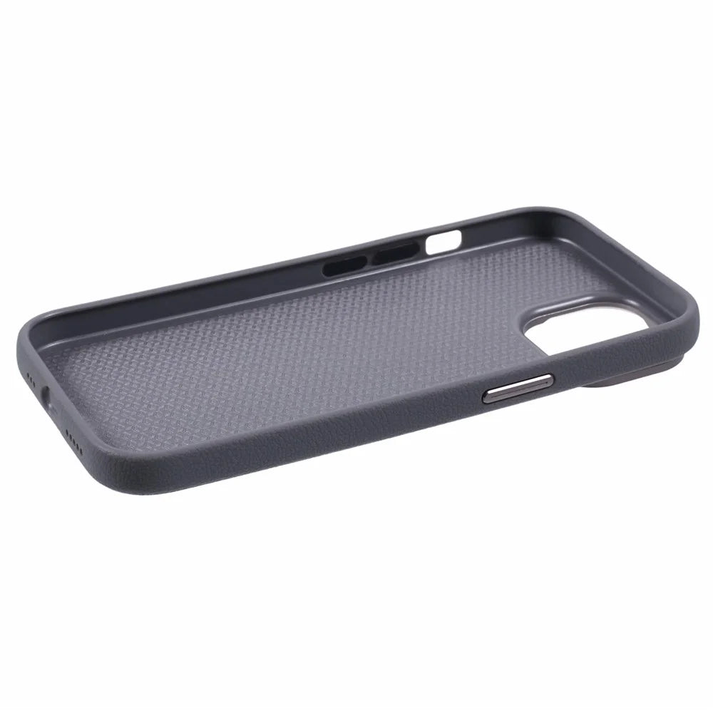 X-LEVEL For iPhone 15 Case Leather + PC Anti-Scratch Phone Case Metal Lens Frame - Grey - 4