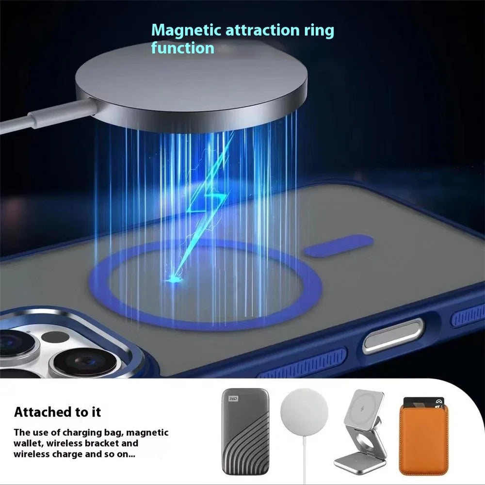 For iPhone 16 Pro Max Magnetic Case Colored Edge PC+TPU Phone Cover - Red - 2