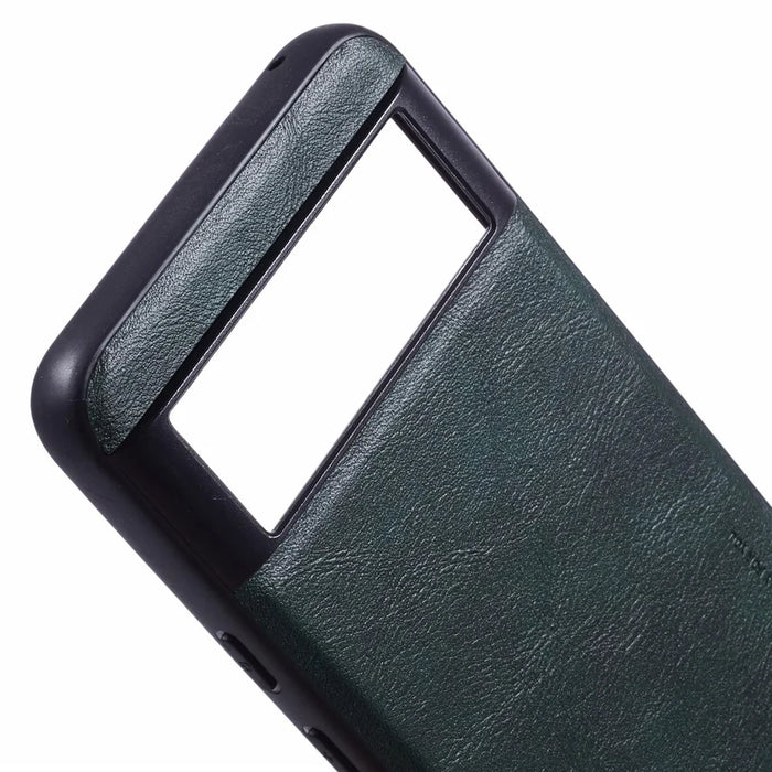 X-LEVEL Bojue-3 Series For Google Pixel 8a Case PU Leather Coated PC+TPU Anti-Scratch Cover - Midnight Green - 6