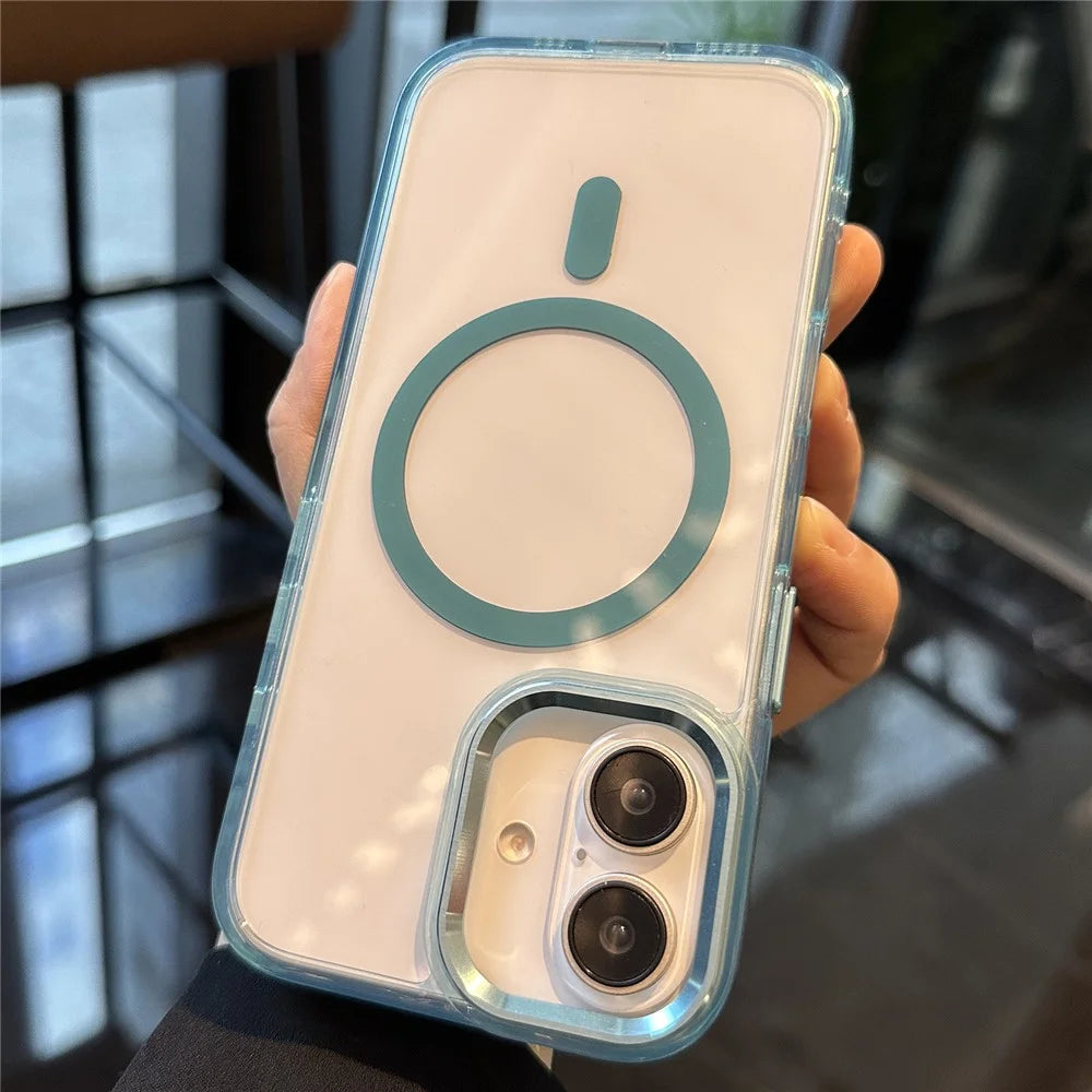 For iPhone 16 Plus Magnetic Case Anti-Drop PC+TPU Hybrid Phone Cover - Blue - 1