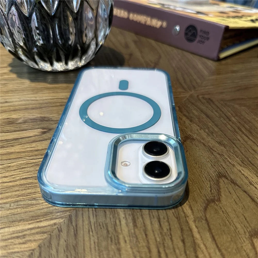 For iPhone 16 Plus Magnetic Case Anti-Drop PC+TPU Hybrid Phone Cover - Blue - 3