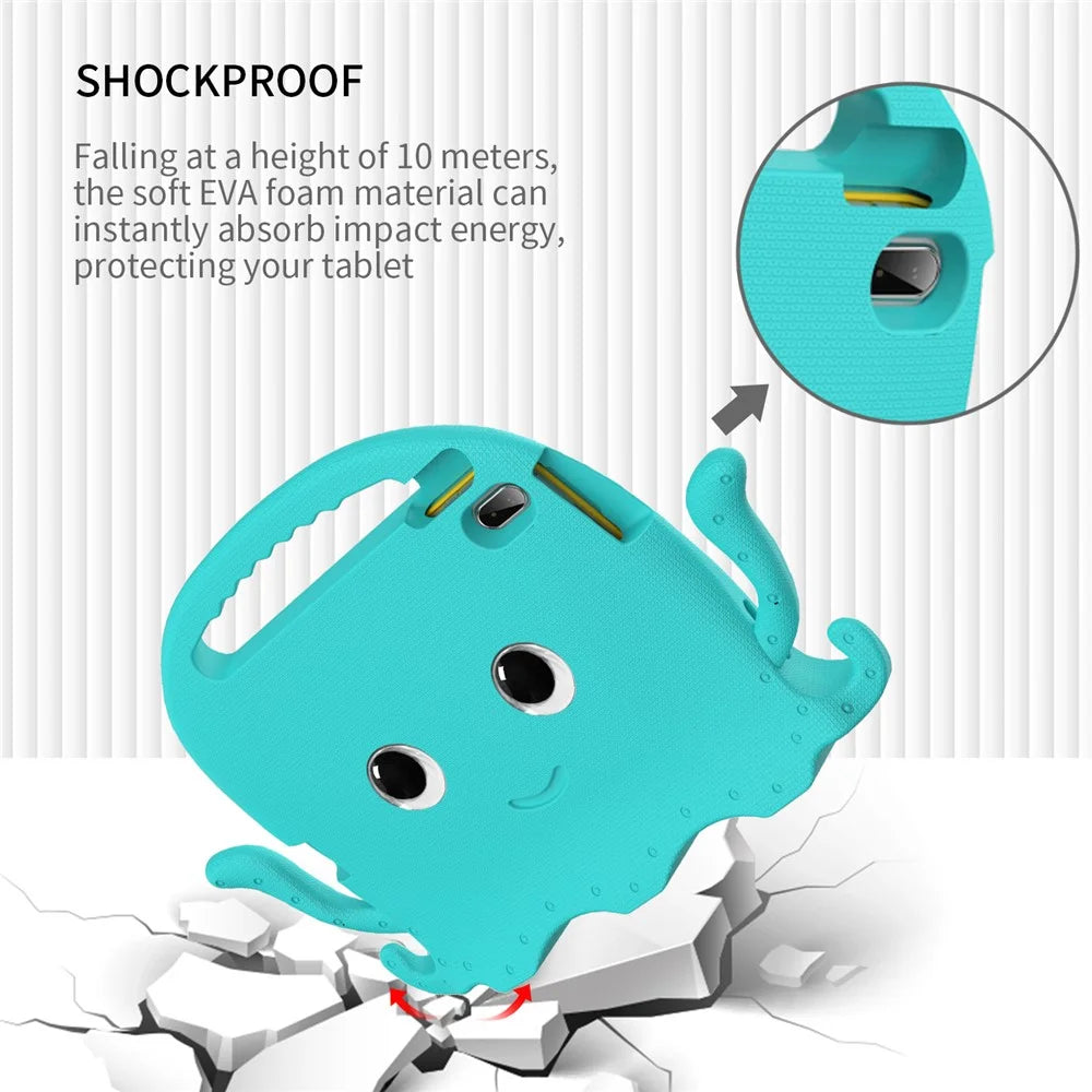 For iPad (2025) / 10.9 (2022) / Air 11 (2025) / (2024) EVA Case Cartoon Octopus Hand Grip Tablet Cover with Shoulder Strap - Baby Blue - 5