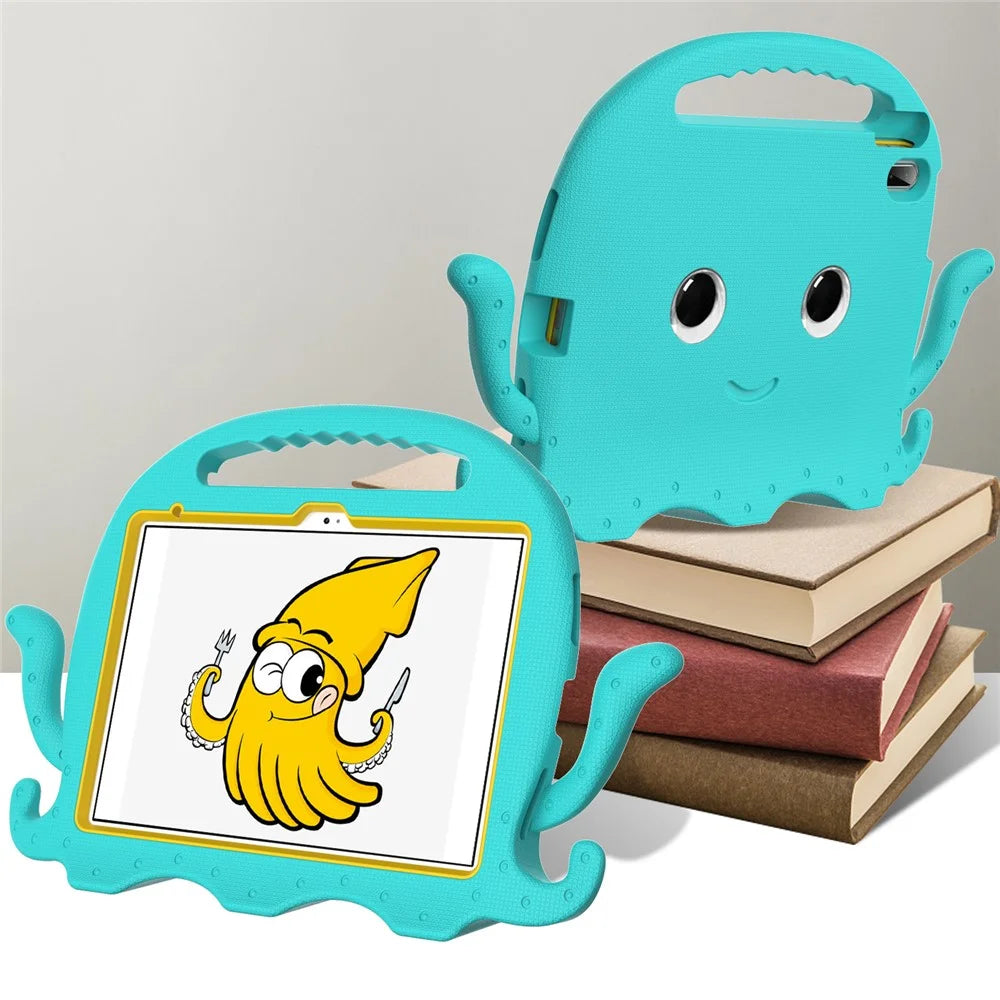 For iPad (2025) / 10.9 (2022) / Air 11 (2025) / (2024) EVA Case Cartoon Octopus Hand Grip Tablet Cover with Shoulder Strap - Baby Blue - 6