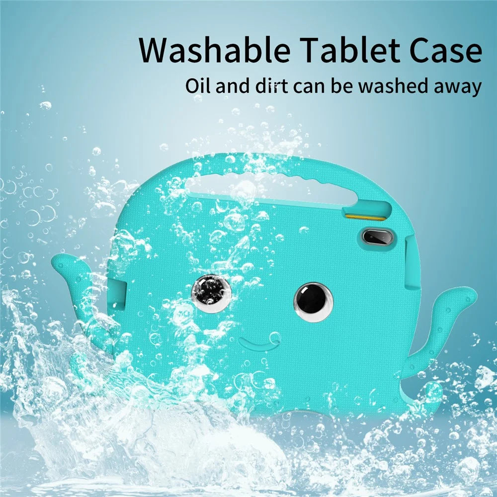 For iPad (2025) / 10.9 (2022) / Air 11 (2025) / (2024) EVA Case Cartoon Octopus Hand Grip Tablet Cover with Shoulder Strap - Baby Blue - 7
