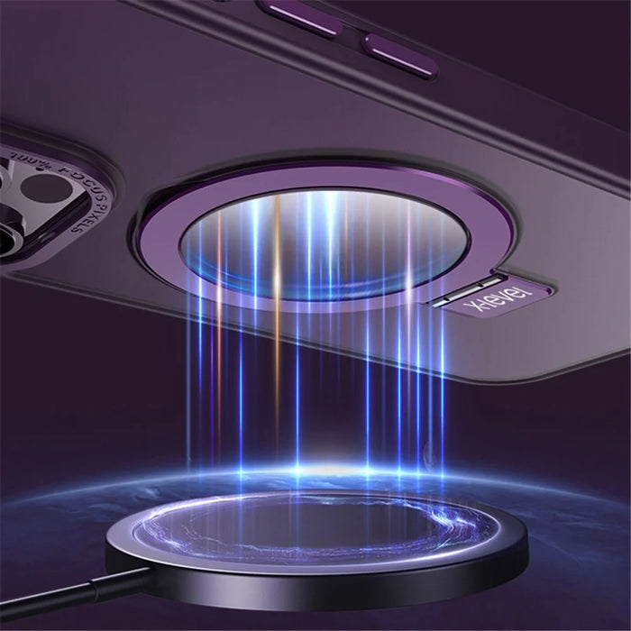 X-LEVEL For iPhone 14 Pro Max Case Magnetic Kickstand TPU+PC Phone Cover Metal Lens Frame - Transparent White - 4