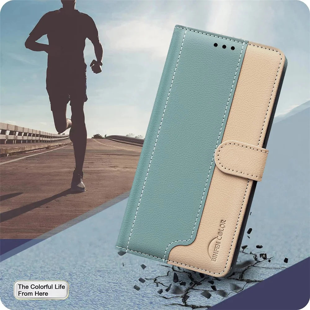 BINFEN COLOR BF33 For Samsung Galaxy S23+ Case Folio Flip Leather Cover RFID Blocking - Green - 6
