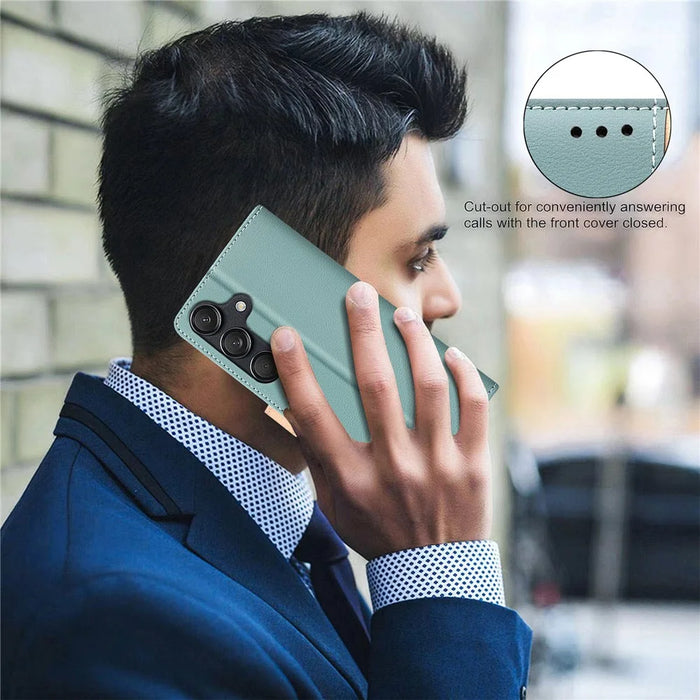 BINFEN COLOR BF33 For Samsung Galaxy A54 5G Case Wallet RFID Blocking Leather Cover - Green - 7