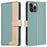 BINFEN COLOR BF33 For iPhone 14 Pro Case Wallet Stand View Leather Phone Cover - Green - 1