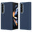 For Samsung Galaxy Z Fold4 5G Case Carbon Fiber Texture Leather Hard PC Phone Cover - Blue - 1