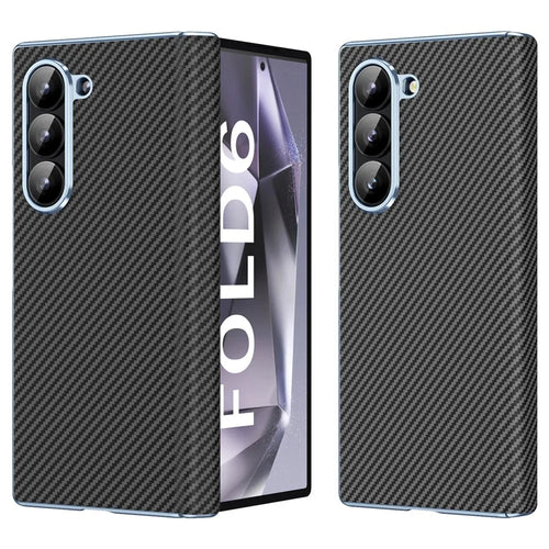 For Samsung Galaxy Z Fold6 5G Case Leather+PC Phone Cover with Hinge Protection - Black - 1