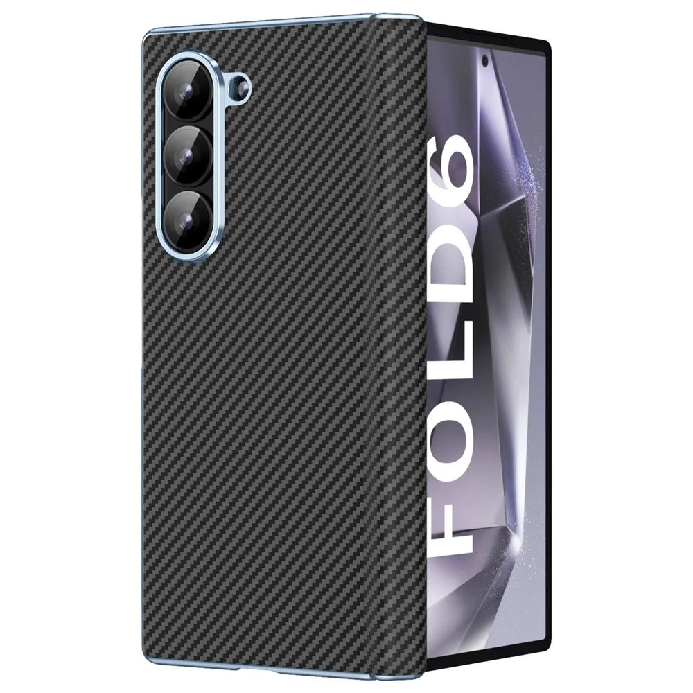 For Samsung Galaxy Z Fold6 5G Case Leather+PC Phone Cover with Hinge Protection - Black - 3