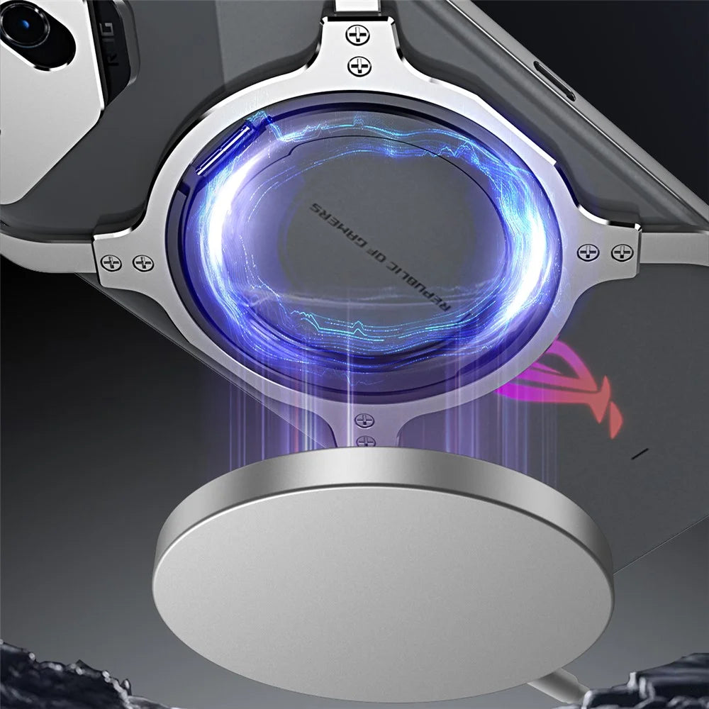 For Asus ROG Phone 8 5G / 8 Pro 5G Bumper Case Frameless Magnetic Kickstand Metal Phone Cover - Silver - 6