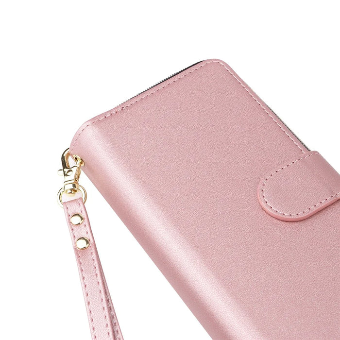 R20 For Samsung Galaxy S23+ Case Zipper Pocket Leather Phone Cover with 9 Card Slots - Rose Gold - 5