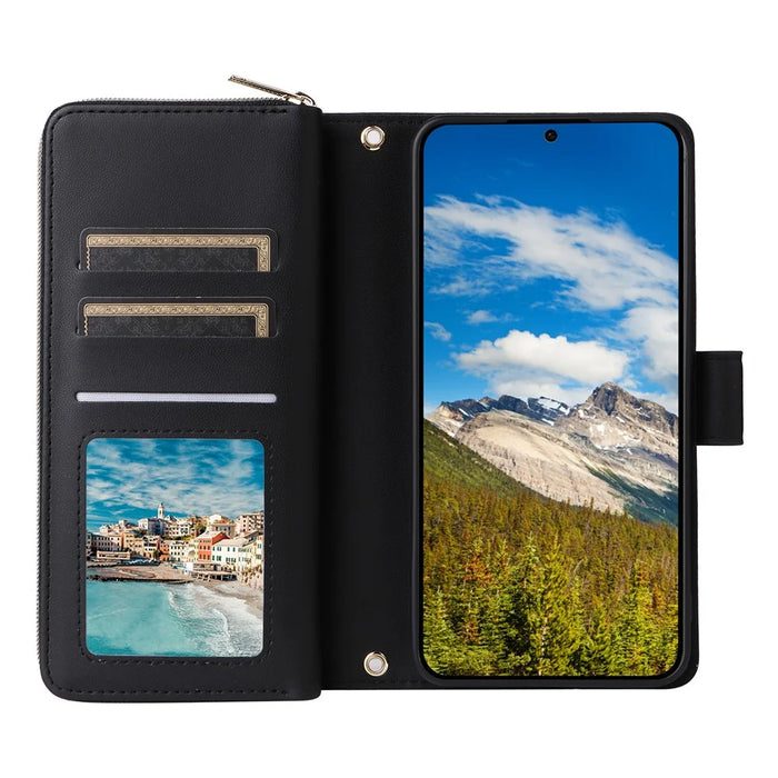 R20 For Samsung Galaxy S24+ Case Zipper Wallet PU Leather Stand Phone Cover - Black - 2