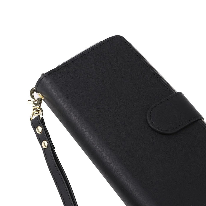 R20 For Samsung Galaxy S24+ Case Zipper Wallet PU Leather Stand Phone Cover - Black - 5